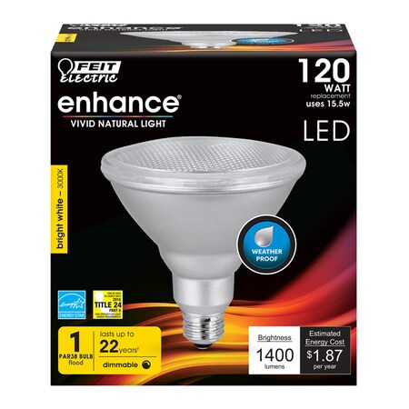Feit Electric Feit Enhance PAR38 E26 (Medium) LED Bulb Bright White 120 Watt Equivalence 1 pk PAR38DM1400930C